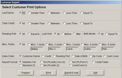 Reports - Customer Print Options