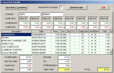 Transaction Journal - Receipt Totals