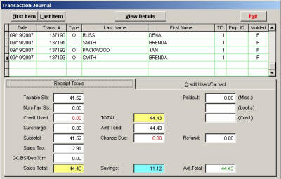 Transaction Journal - Print Receipt