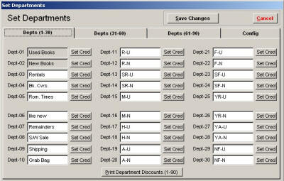 Utilities - Set Departments Depts 1-30