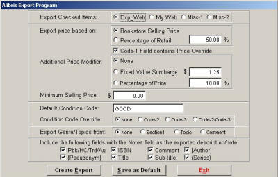 Web Export - Alibris Export Program